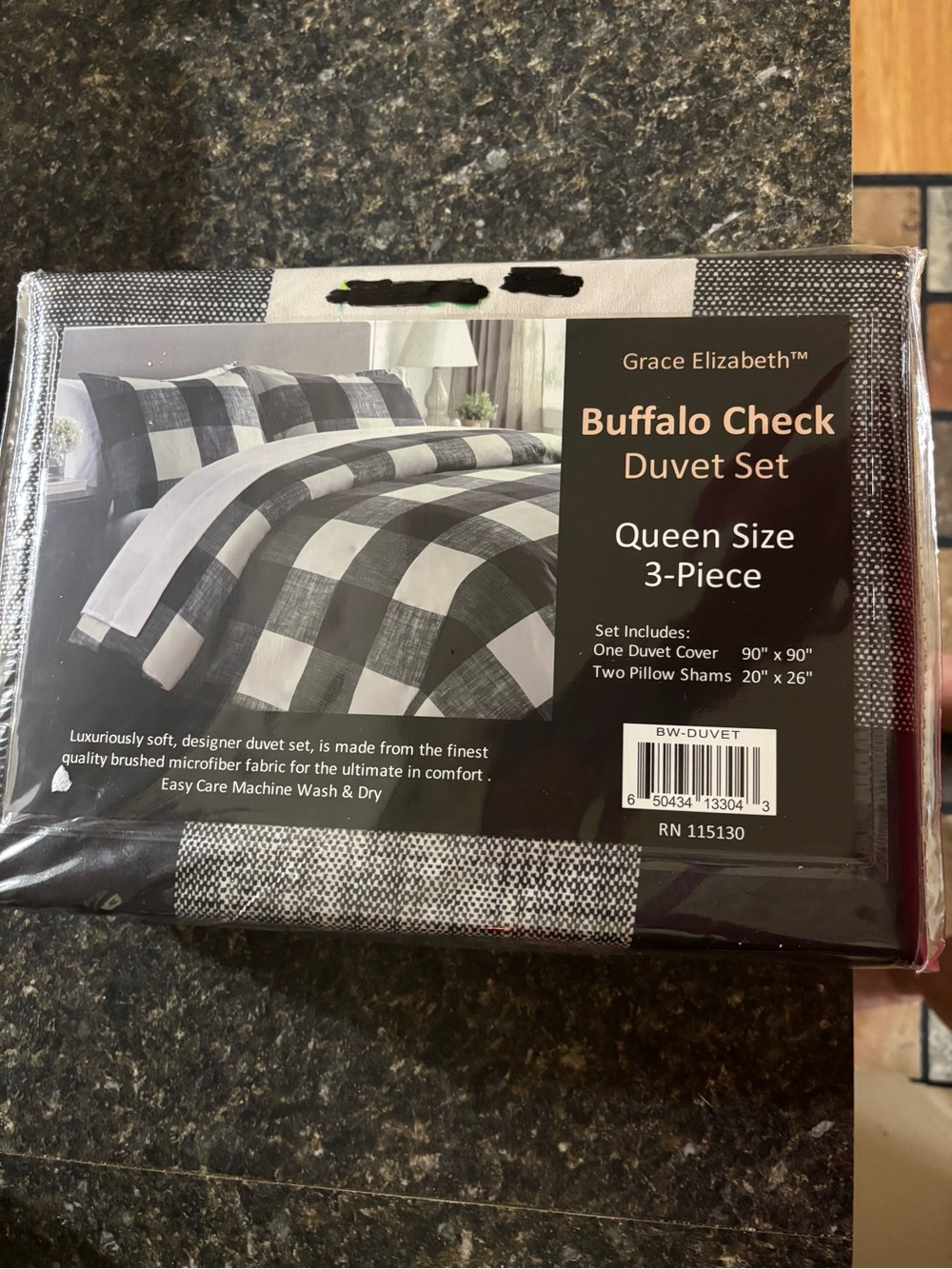 Buffalo Check Duvet Set - Black & Cream, Queen